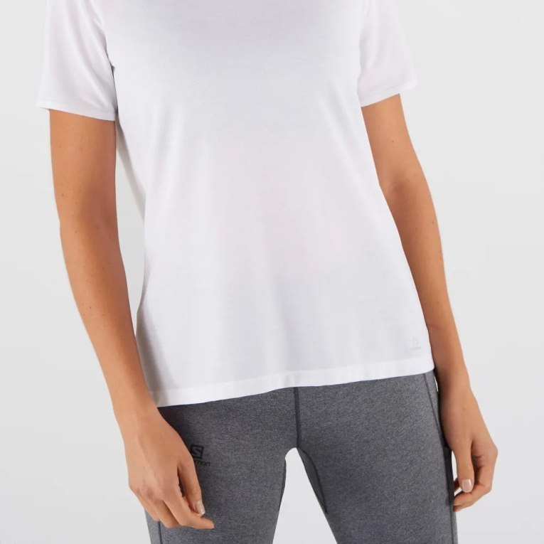 Camiseta Salomon Essential Tencel Curta Sleeve Feminino Branco | PT K01542